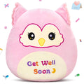 Wewill Get Well Soon Owl Plush Pillow, 12 Inch, Soft Pink Owl Stuffed Animal For Comfort And Healing, Get Well Gift For Kids Gir