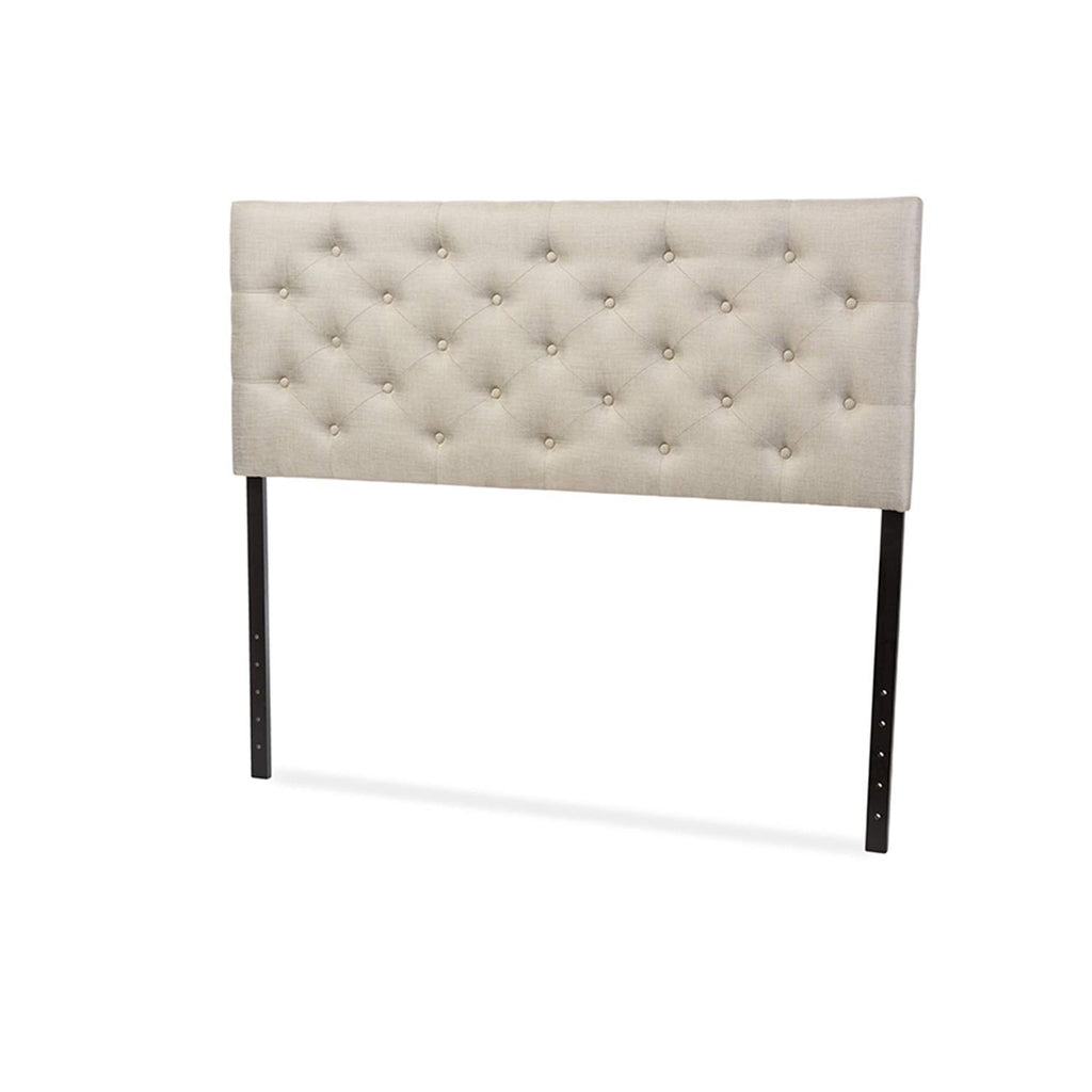 Baxton Studio Viviana Modern and Contemporary Grey Fabric Upholstered Button-Tufted Full Size Headboard