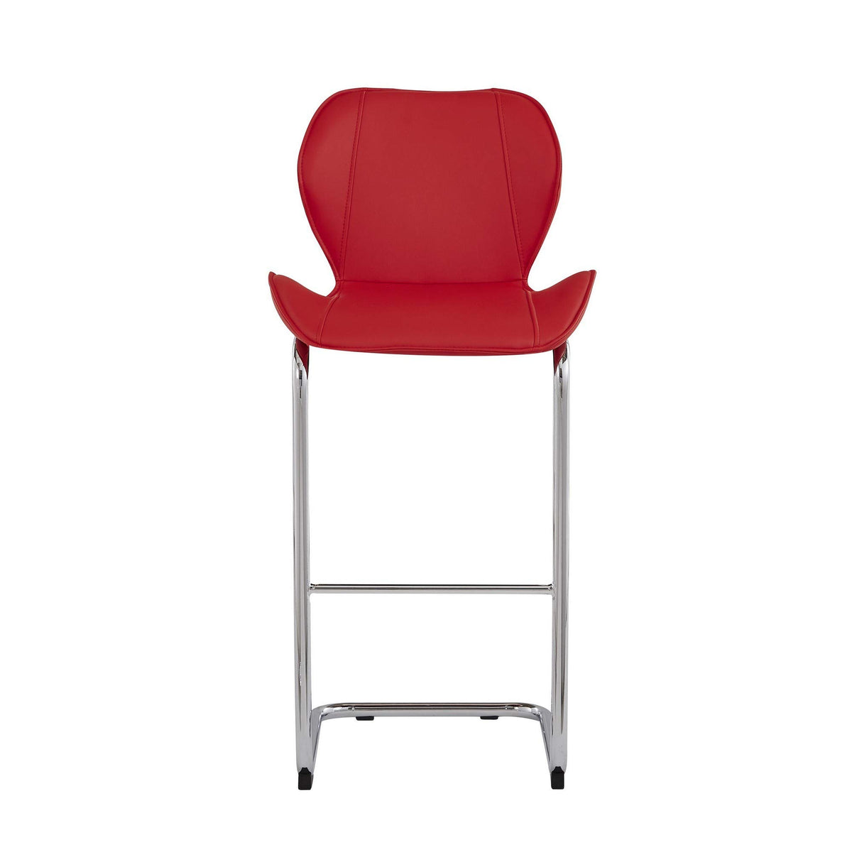 HomeRoots Set of 4 Modern Red Barstools with Chrome Legs