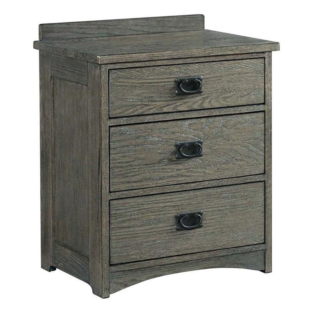 Intercon Oak Park 3 Drawer Nightstand Bedside Table, Dark Gray