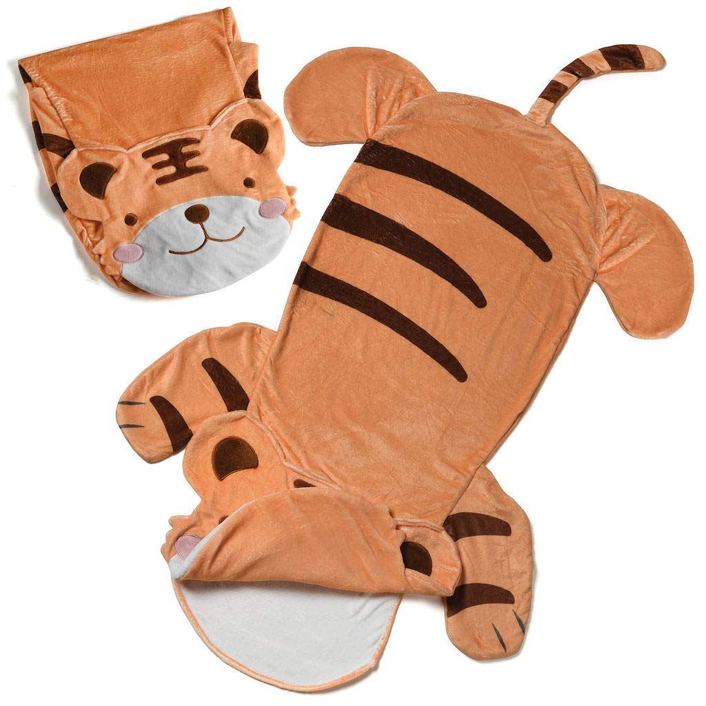 Cozy Tiger Animal Tail Blanket For Kids Soft And Comfortable Kids Sleeping Bag Sleep Sacks Blankets For Movie Night, Sleepovers,