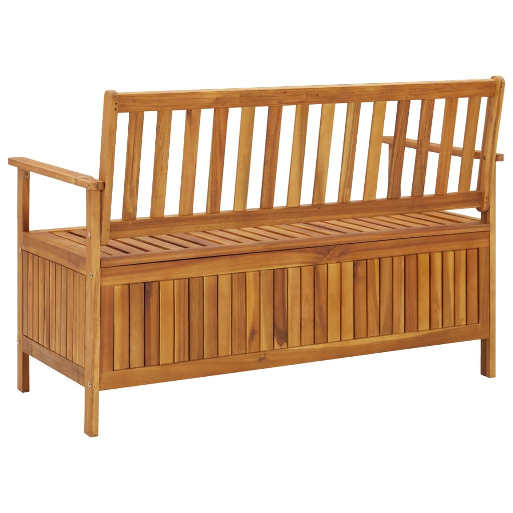 vidaXL 47.2" Patio Storage Bench, Solid Acacia Wood, Outdoor Garden Furniture with Ample Storage Space and Comfortable Seating