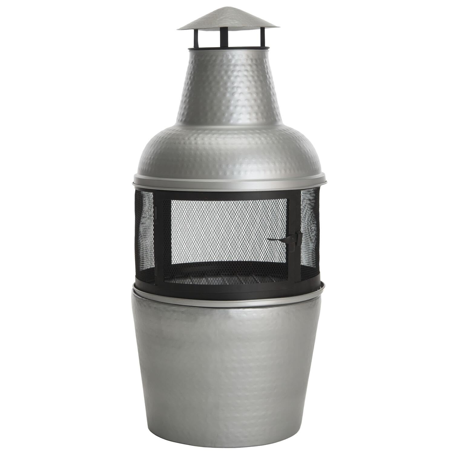 Safavieh Outdoor Collection Cartagena, Silver And Black Chiminea,