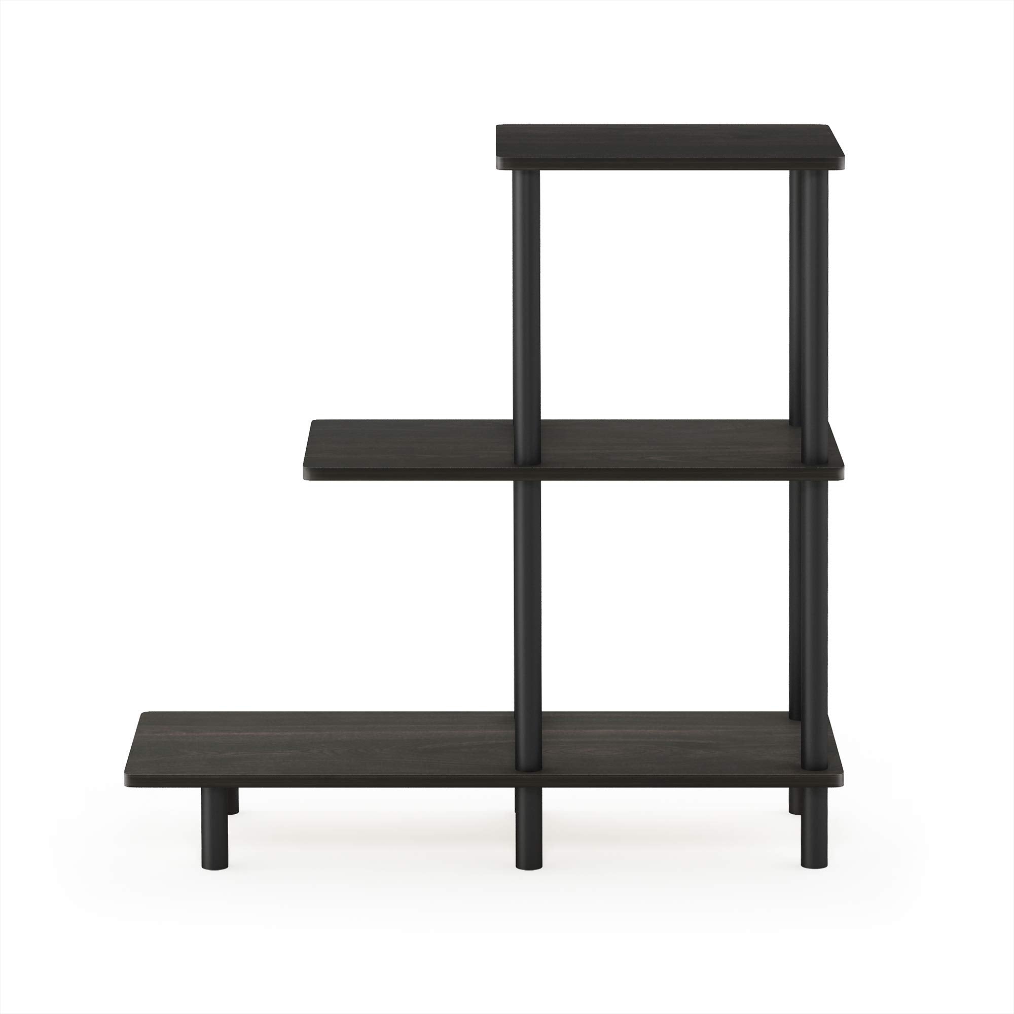 Furinno Turn-N-Tube 3-Tier Sofa Side Table Tall, Espresso/Black