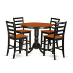 East West Furniture Trenton 5 Piece Counter Height Pub Set Includes a Round Dining Room Table and 4 Kitchen Chairs, 42x42 Inch, Black & Cherry