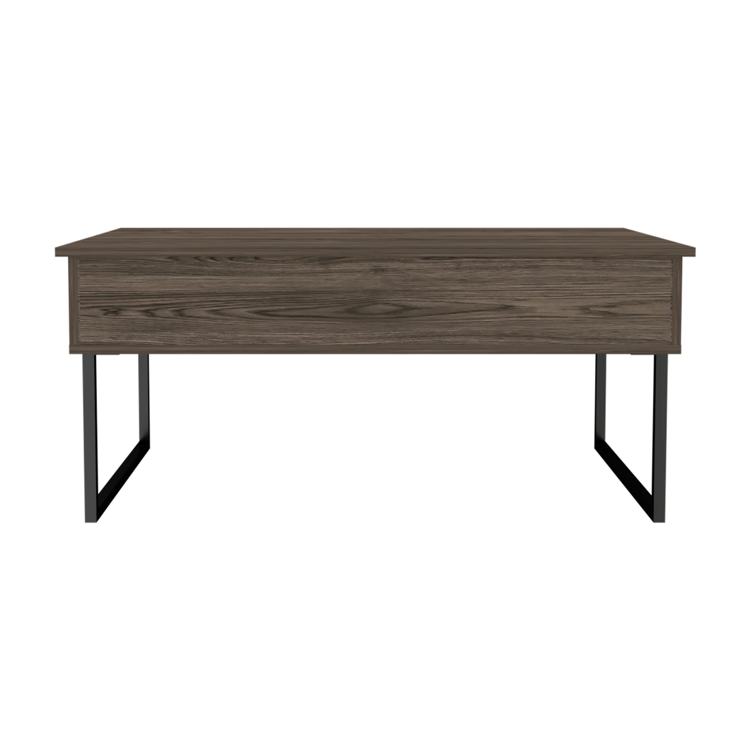 Viena Lift Top Coffee Table, Flexible Shelf, 2 Legs, Dark Walnut