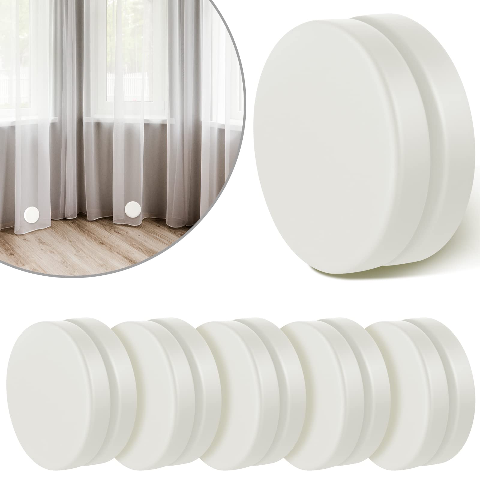 Jetec 12 Pairs Shower Curtain Weights Waterproof Magnetic Drapery Weights Tablecloth Magnets Bottom Round No Sew Curtain Weights