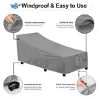 Outdoorlines Outdoor Waterproof Patio Chaise Lounge Chair Cover - Uv Resistant Lounger Covers Heavy Duty Weatherproof Patio Sofa Furniture Covers, 1 Pack, 78Wx35.5Dx33H Inches, Gray