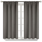 Bgment Short Blackout Curtains 48 Inches Length - Rod Pocket Thermal Insulated Room Darkening Window Drapes For Kitchen Bedroom Bathroom, Grey, 2 Panels, 42 X 48 Inch