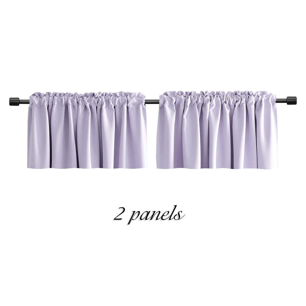 Donren Lilac Valances For Bedroom - Room Darkening Window Curtain Valances With Rod Pocket (42 By 18 Inch,2 Panels)