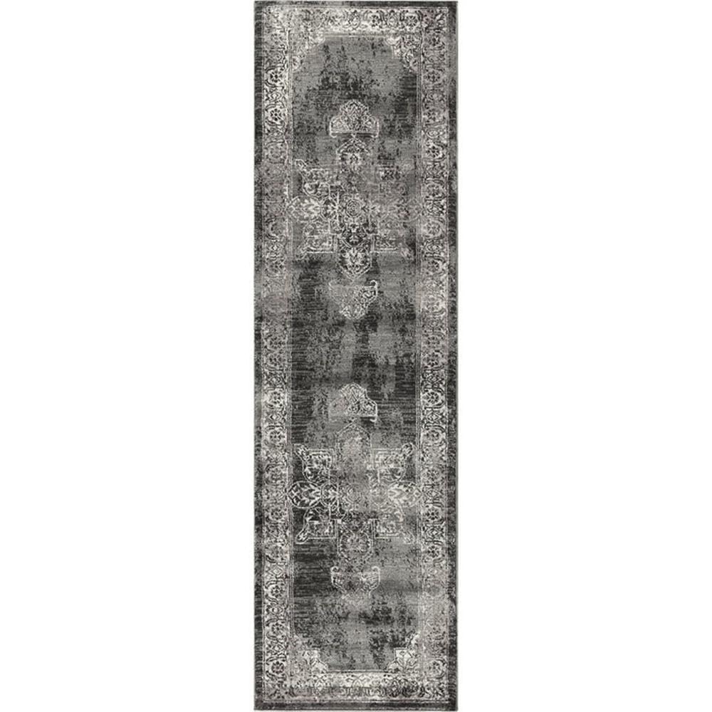 Alora Decor Swagger 2'3" X 7'7" Distress Gray/Black Power-Loomed Area Rug