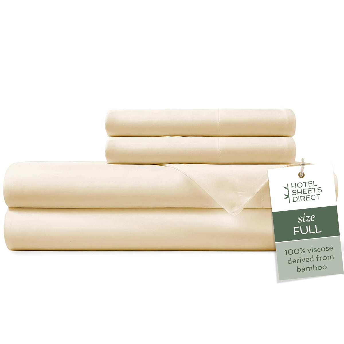Hotel Sheets Direct 100% Viscose Derived From Bamboo Sheets Full - Cooling Luxury Bed Sheets W Deep Pocket - Silky Soft - Light