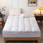 Drovan Mattress Pad Full Size - Extra Thick Mattress Cover - Pillow Top Deep Pocket With Breathable 7D Spiral Fiber Filling Cool