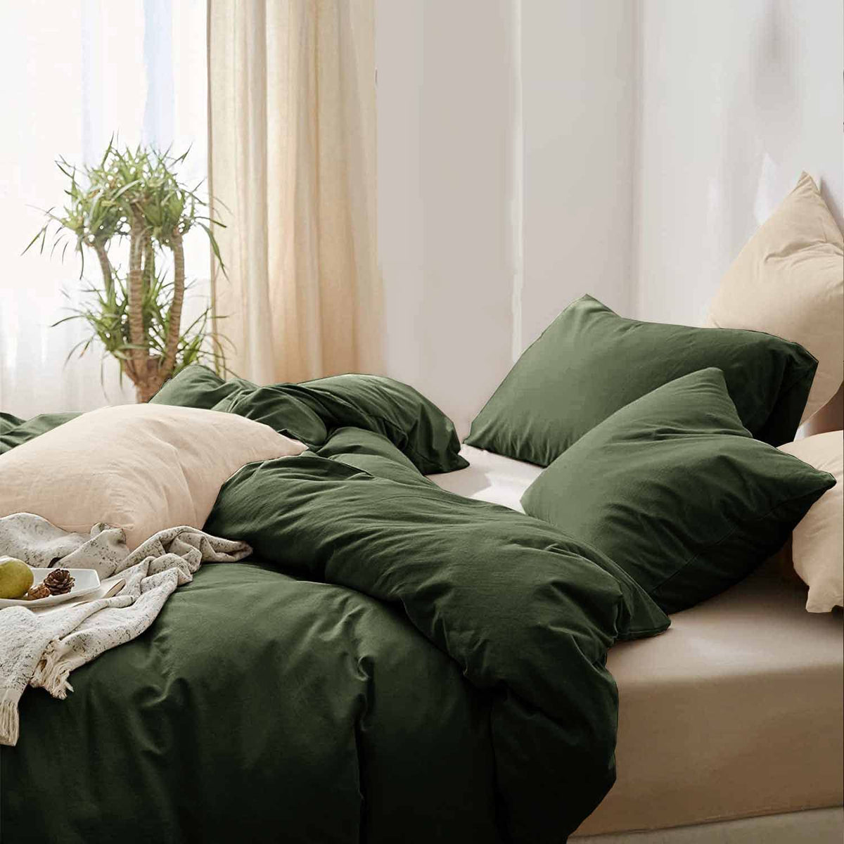 Etdiffe California King Duvet Cover, 3Pc Soft Farmhouse Cal King Size Bedding Comforter Cover Set, 1 Lightweight Cali King Micro