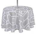Lushvida Moroccan Outdoor Round Tablecloth With Umbrella Hole And Zipper, 60 Inch Silver, Waterproof Wrinkle Free Table Cloth De