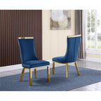 Best Quality Furniture Sc270-277 Dining Chairs, Navy Blue/Gold