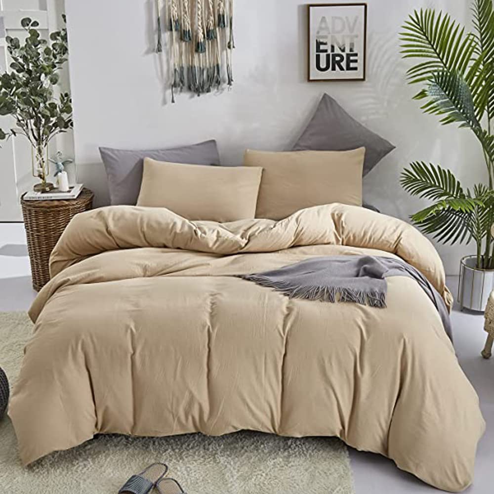 Clothknow Beige Comforter Set Queen Champagne Bedding Comforter Sets Queen Light Brown Bedding Sets Comforter Men Women Bed Comf