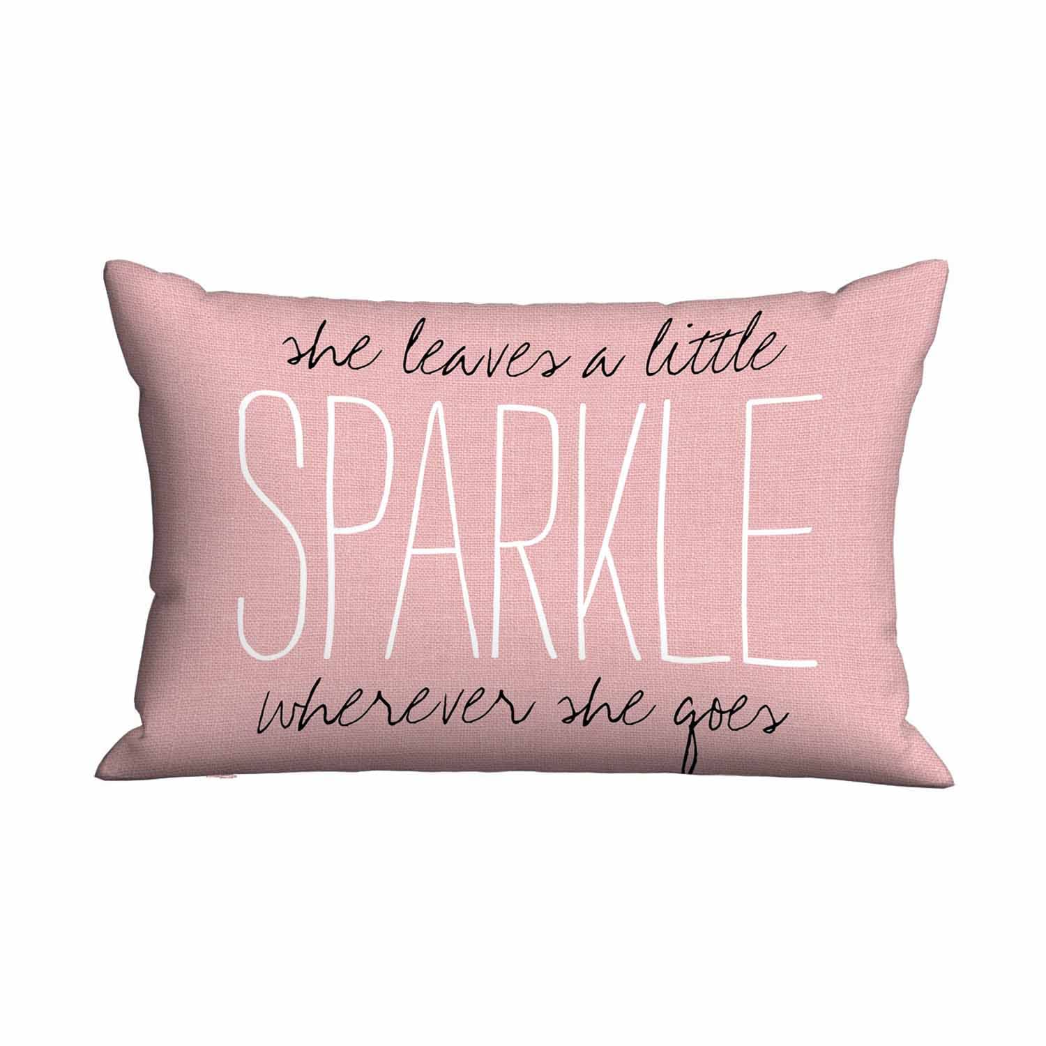 Mugod Decorative Throw Pillow Cover Pink Quote She Leaves A Little Sparkle Wherever She Goes,Cushion Cover Case 20X30 Inches For
