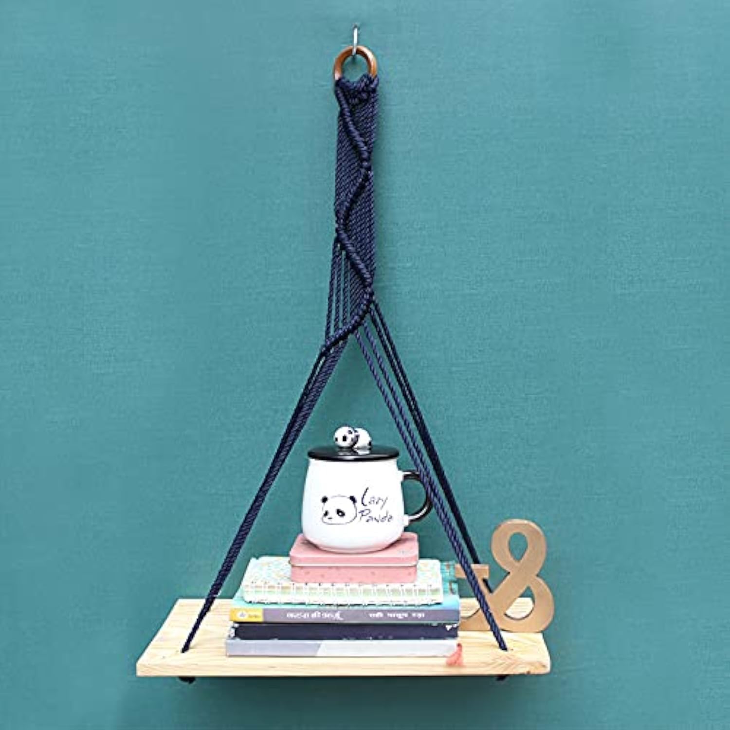 Vah Blue Colour Macrame Wall Hanging Shelf Macrame Shelf Wall Hangings Macrame Floating Shelf Used As Wall Decor For Home Decora