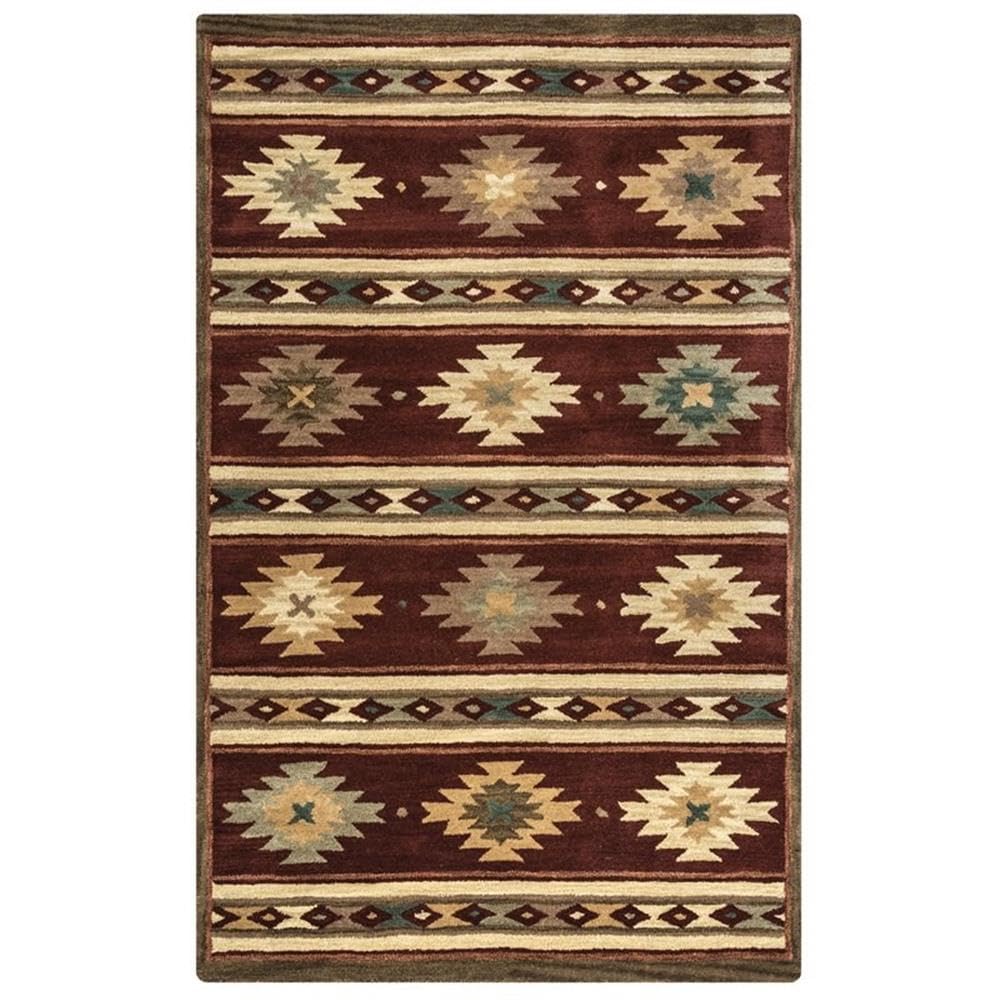 Rizzy Home Alora Decor Ryder 3' X 5' Tribal Burgundy/Tan/Khaki/Sage Hand-Tufted Area Rug