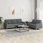 vidaXL 2 Piece Sofa Set with Cushions in Dark Gray Fabric - Stylish and Comfortable Seating for Indoor Lounge Areas or Living Rooms'.