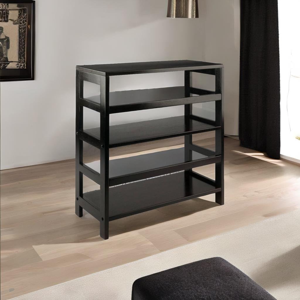 Ergode Elegant 2-Tier Espresso Storage Shelf | Wide Sections | Leo Collection | Organize Books, Toys, Magazines, Accessories | 25.2'W x 11.2'D x 25.2'H | Solid & Composite Wood | Assembly Required