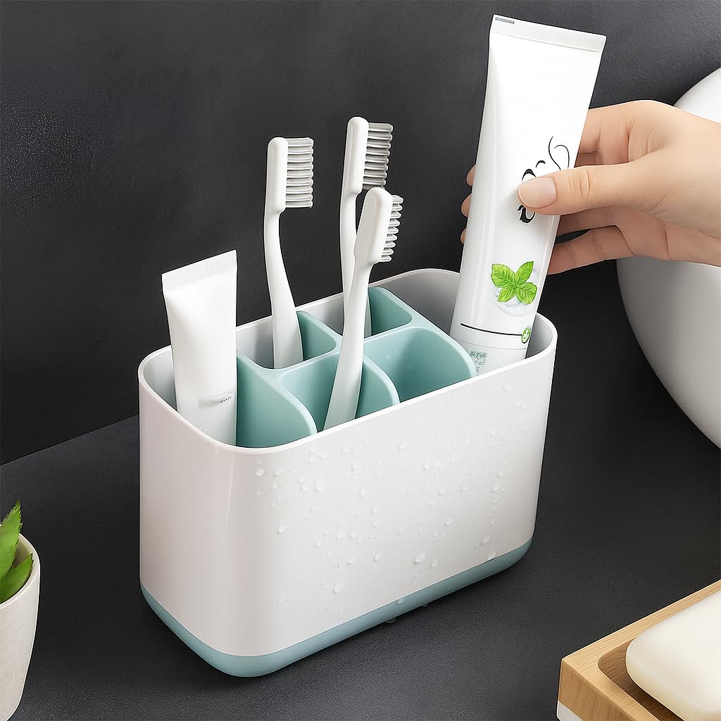 Brillwist Toothbrush Holder for Bathroom, Multipurpose Storage Holder for Toothbrush, Toothpaste, Razor & Cosmetic Items, Space 