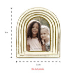 Isaac Jacobs 2X3 Vertical White With Gold Arc Resin Picture Frame With Gradient Design, Decorative Photo Frame, Tabletop & Wall
