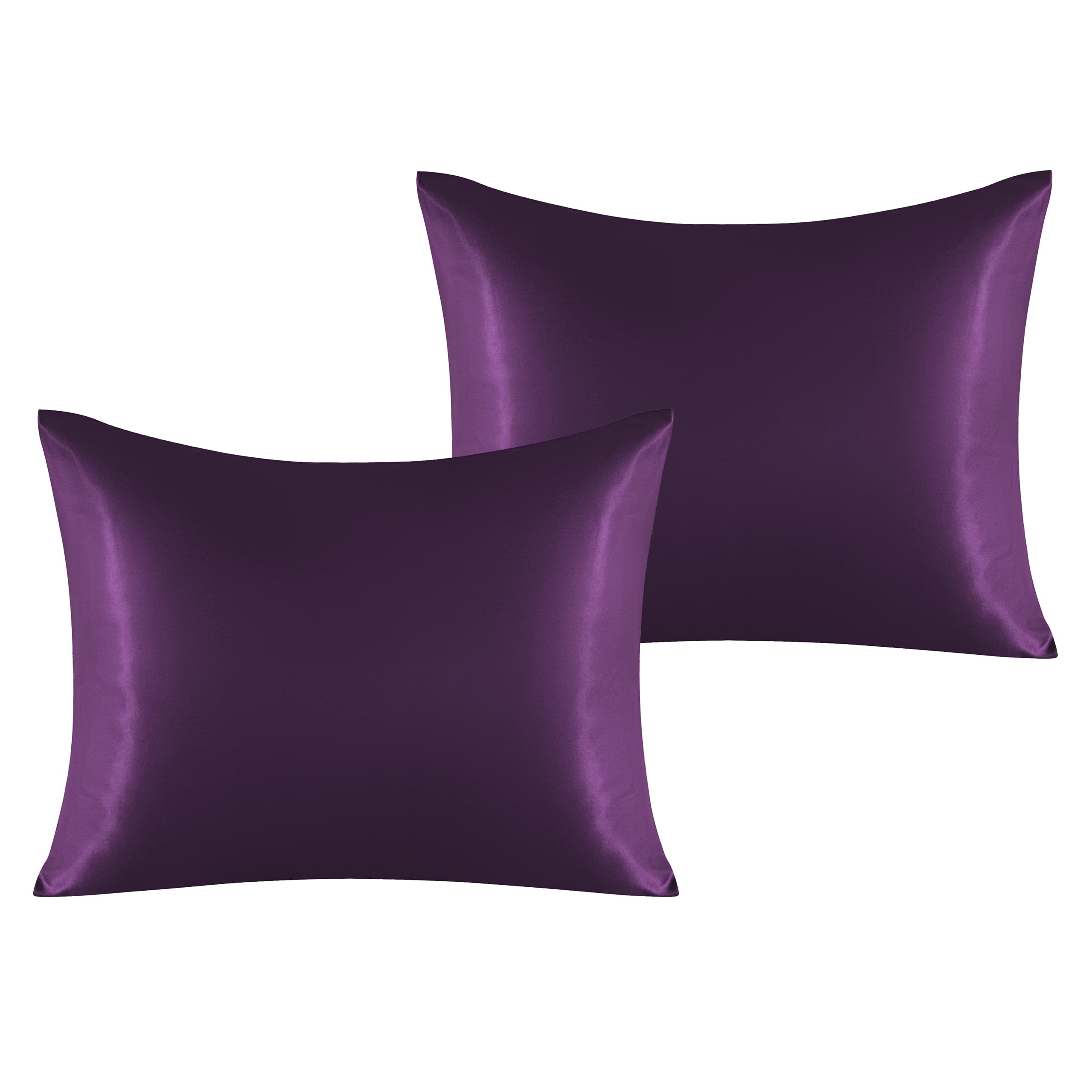 Ntbay Satin Body Pillowcase For Hair And Skin, Luxurious And Silky Pillow Case With Envelope Closure, 20X54 Inches, Eggplant Purple