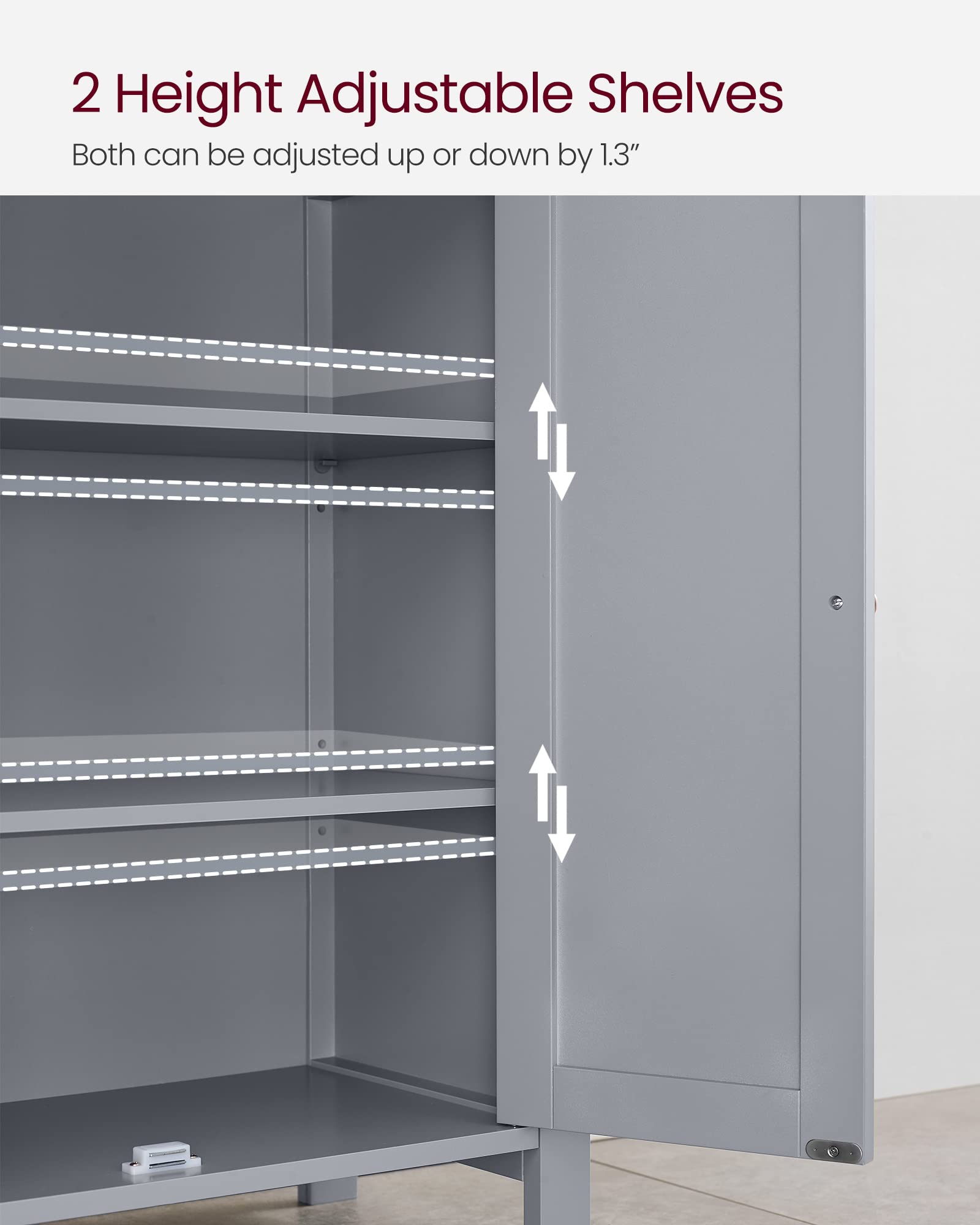 Vasagle Bathroom Floor Storage Cabinet, Bathroom Storage Unit With 2 Adjustable Shelves, Bathroom Cabinet Freestanding, 11.8 X 23.6 X 31.5 Inches, Dove Gray Ubcb060P36