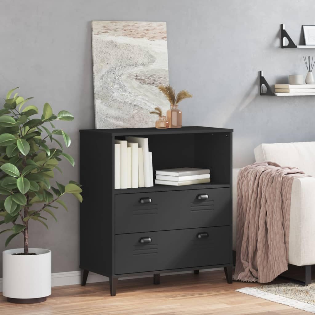 vidaXL Solid Pine Wood Bookcase - Black Industrial Bookshelf with Ample Storage, Display Rack for Office/Home Decor, Living Room, Study Area