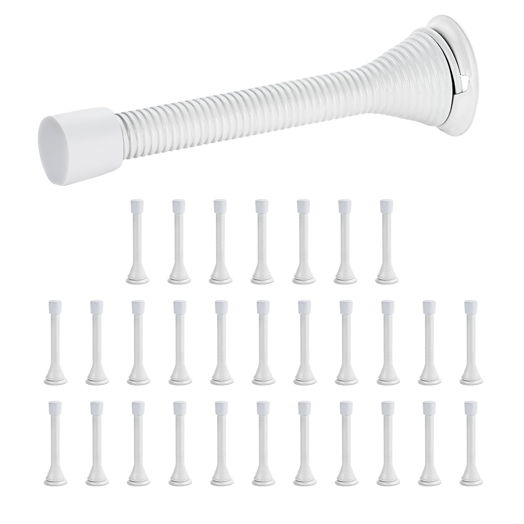 Ravinte Door Stoppers, 30 Pack White Spring Door Stops With Rubber Bumper, Door Stoppers For Bottom Of Door