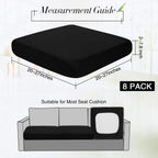 Newwiee 8Pcs Patio Cushion Covers Stretch Outdoor Cushion Cover Replacement For Patio Furniture Sofa Couch Slipcovers, Soft Flexibility Washable Furniture Protector(Waterproof Pure,Black)