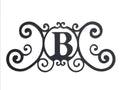 Bookishbunny Monogram Initial Letter A-Z Wrought Iron Metal Scrolled Door Wall Decoration Plaque Art, 24 x 11 inch 2mm Thick (B)