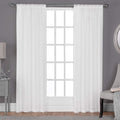 Exclusive Home RP Belgian Textured Linen Look Jacquard Sheer Rod Pocket Curtain Panel, Pair, 50x96, Winter White