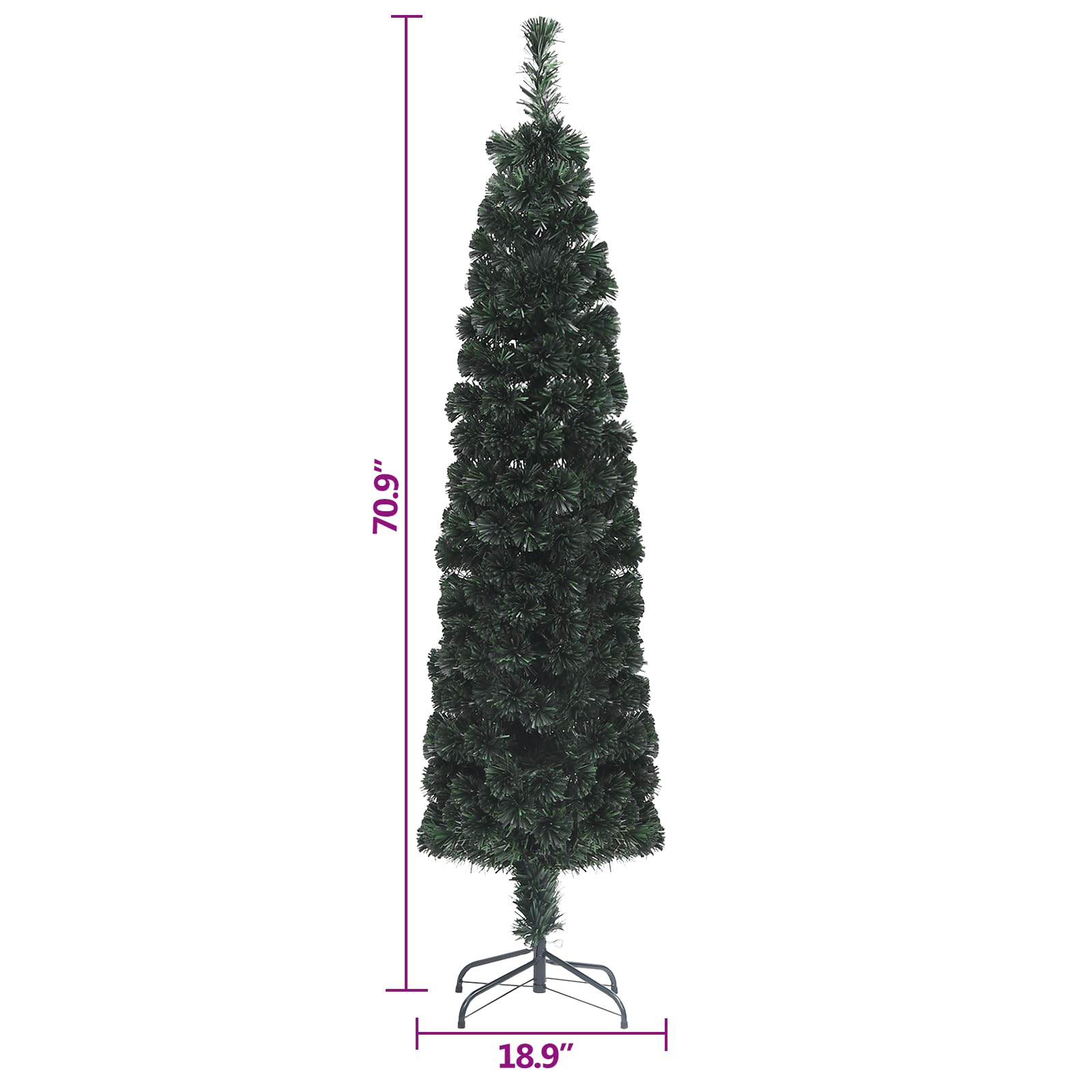 Artificial Slim Christmas Tree With Stand 6 Ft Fiber Optic Vidaxl Vidaxl