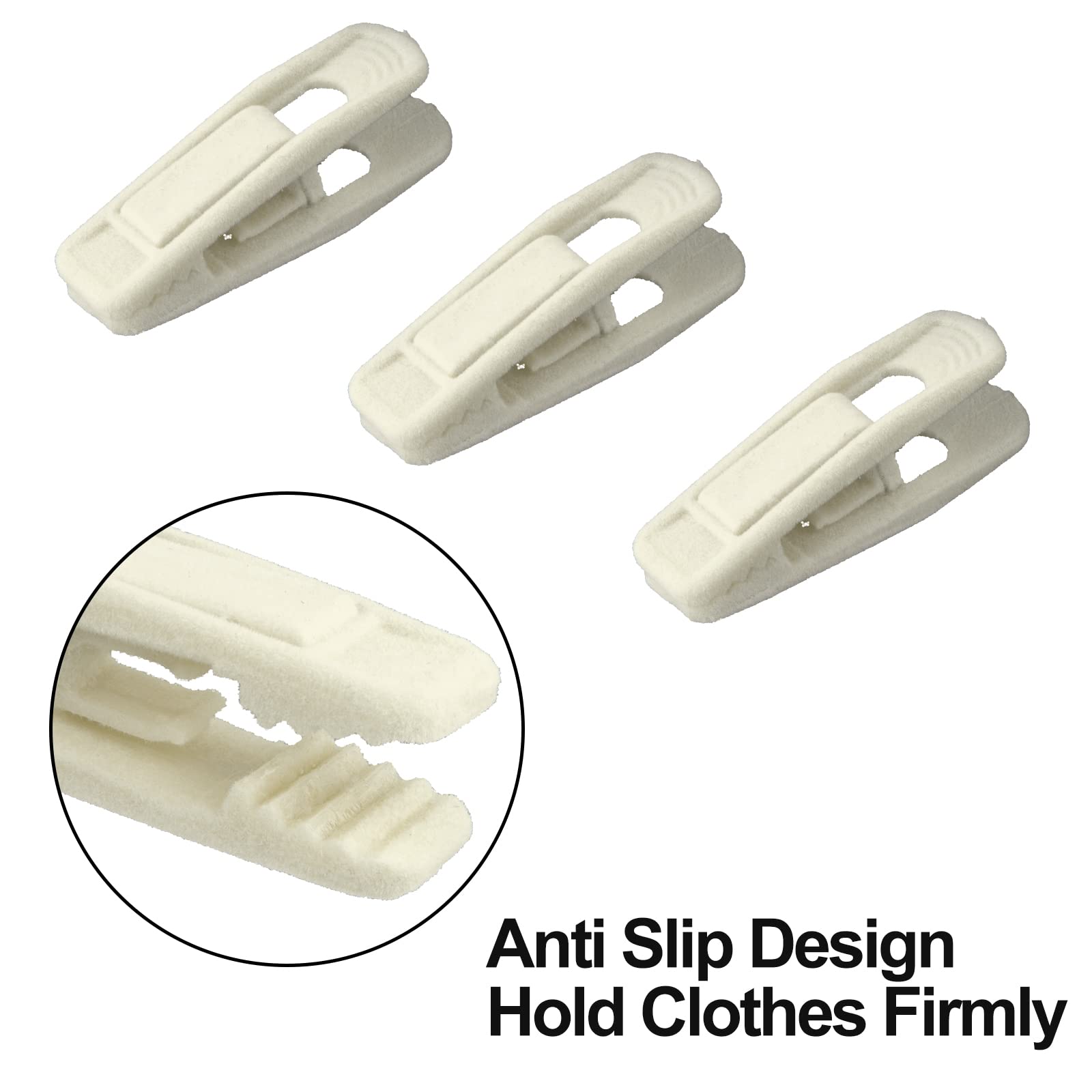 Corodo Ivory Velvet Hangers Clips, 20 Pack - Strong Clips for Thin Felt Hangers, Perfect for Pants and Skirts