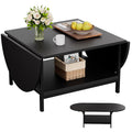 SAYGOER Black Coffee Table Modern Extended Coffee Tables with Storage for Living Room 2-Tier Unique Center Table with Two Foldab