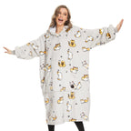 Three Poodle Wearable Blanket Hoodie, Oversized Sherpa Blanket Sweatshirt For Adults Women Men Kids, Cozy And Warm Cat Hooded Bl