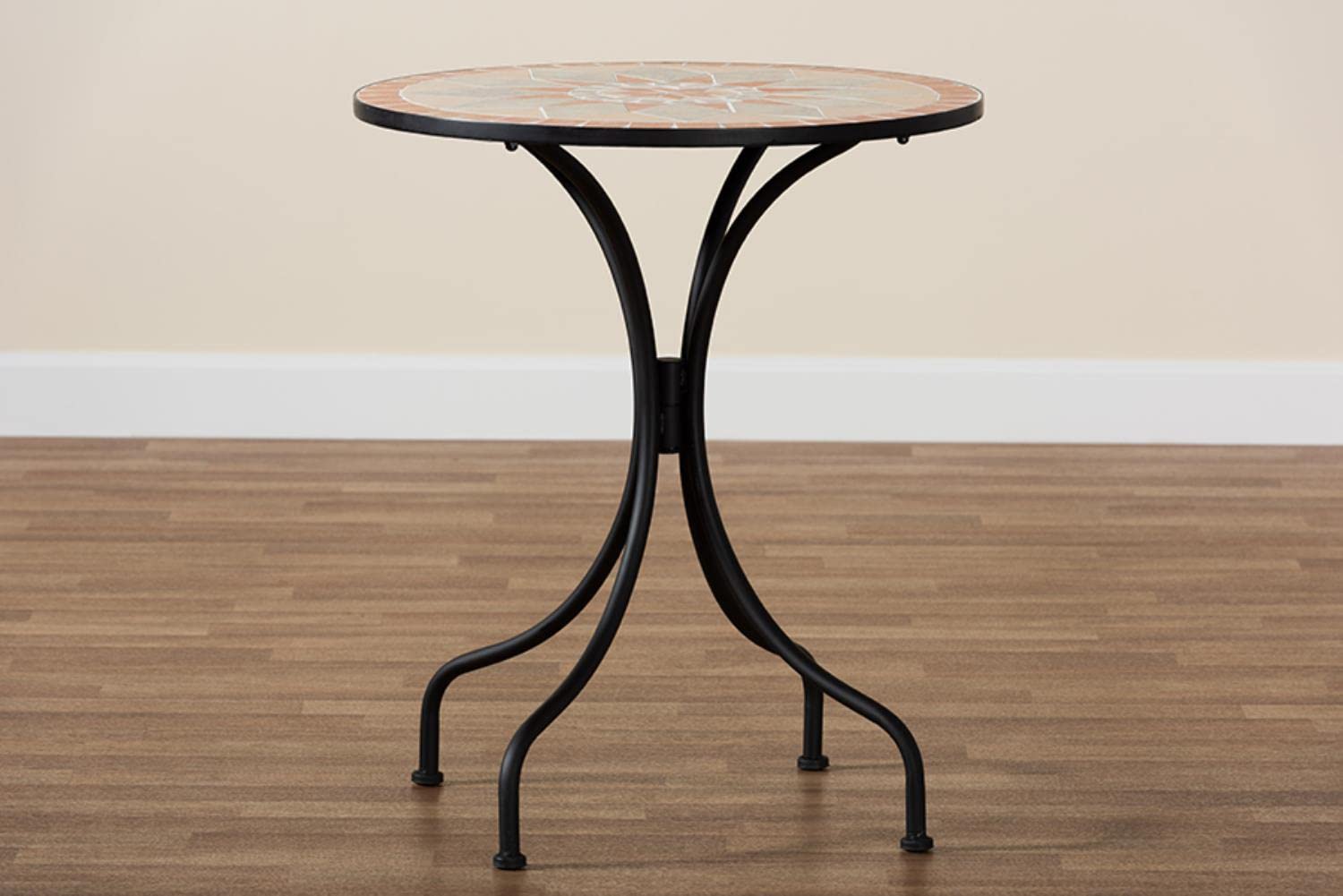 Baxton Studio Talise Modern Colored Ceramic and Metal Outdoor Dining Table