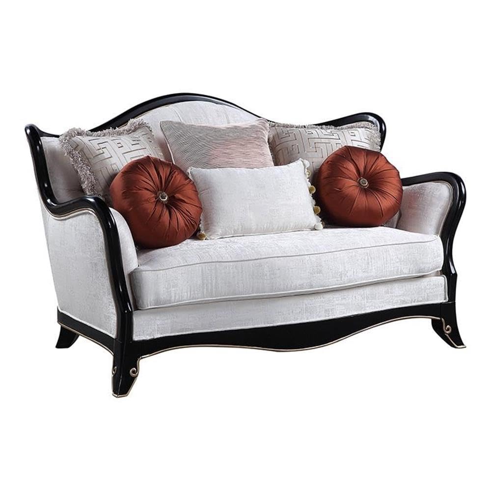 Acme Nurmive Loveseat with 6 Pillows in Beige