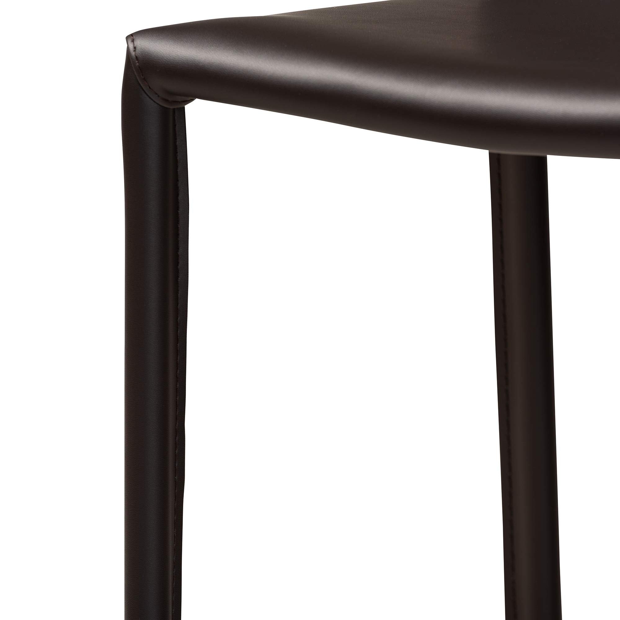 Baxton Studio Contemporary Brown Faux Leather Upholstered 4-Piece Bar Stool