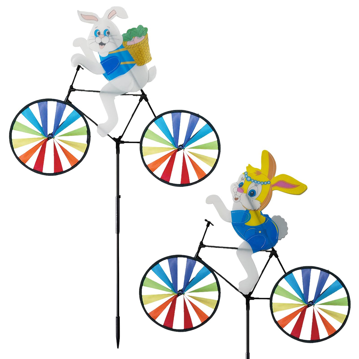 2 Pack 20 Inches Halloween Witch & Ghost Bike Spinner Decorations Pinwheels With Stakes Windmill Wind Spinners Outdoor For Yard