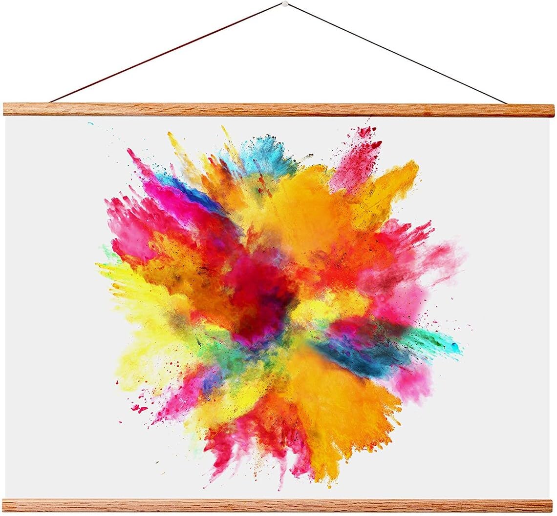 Landmass 40    Wide Magnetic Poster Frame, Poster Hanger - 40x20 40x27 40x30 40x60 Frame - Teak Wood Frame for Posters, Prints, 
