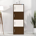 Nilkamal Sear 4 Tier Engineered Wood Free Standing Book Shelf Cabinet With Close Shelf | Legno Oak/Frosty White
