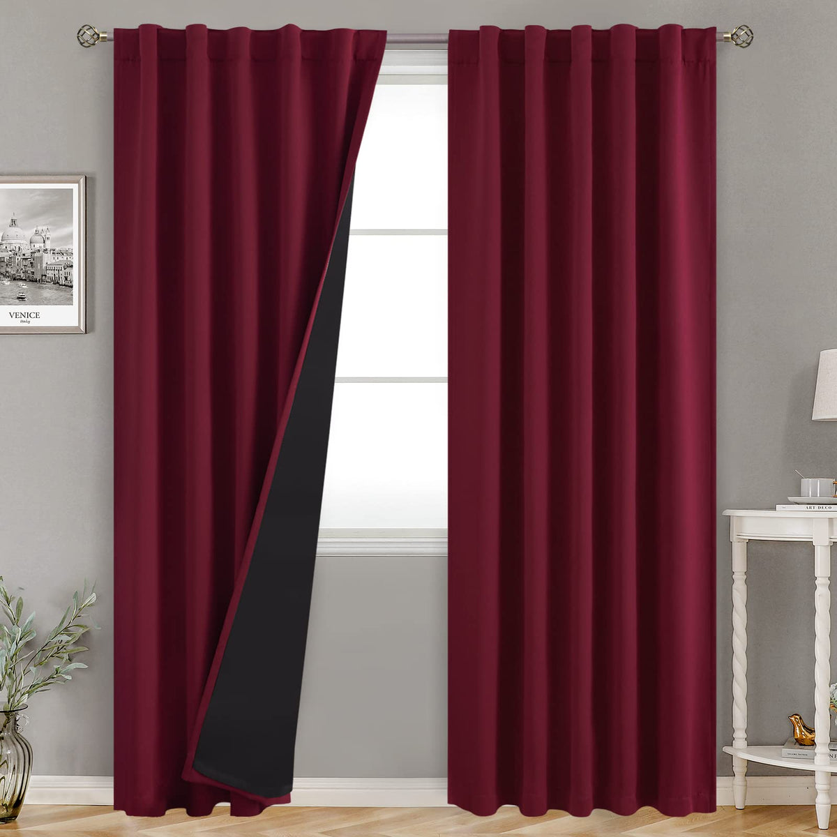 Bgment Full Blackout Curtains With Heat Insulation Liner Curtains 84 Inches Long,Rod Pocket And Back Tab Double Layer Room Darke