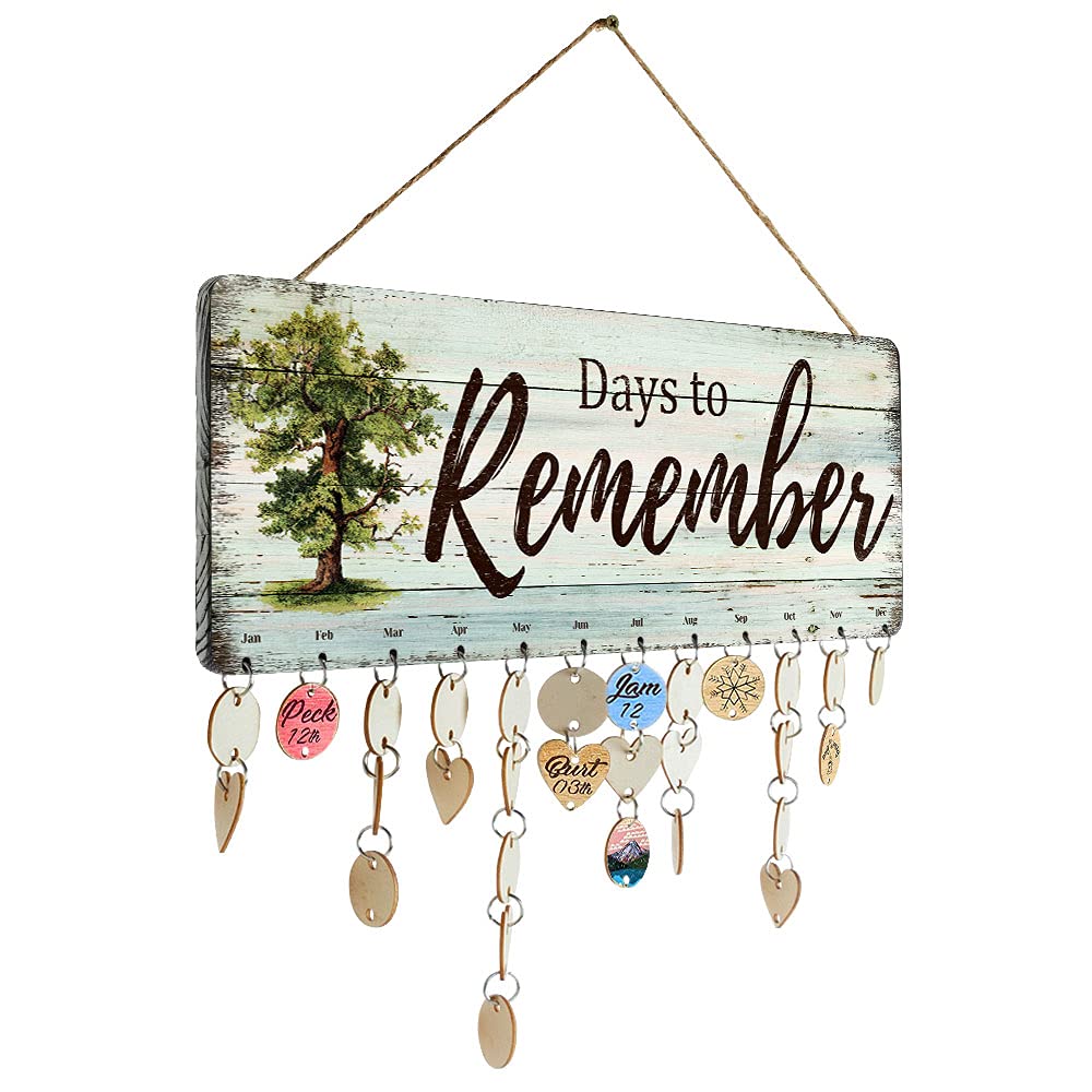 Grandma Gifts - DIY Wood Family Birthday Reminder Calendar - Days to Remember - Hanging Board for Important Dates Tracker Home D