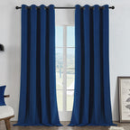 Joydeco Navy Blue 100% Blackout Curtains 84 Inch Length 2 Panels Set, Black Out Curtain For Bedroom, Grommet Heavy Luxury Therma