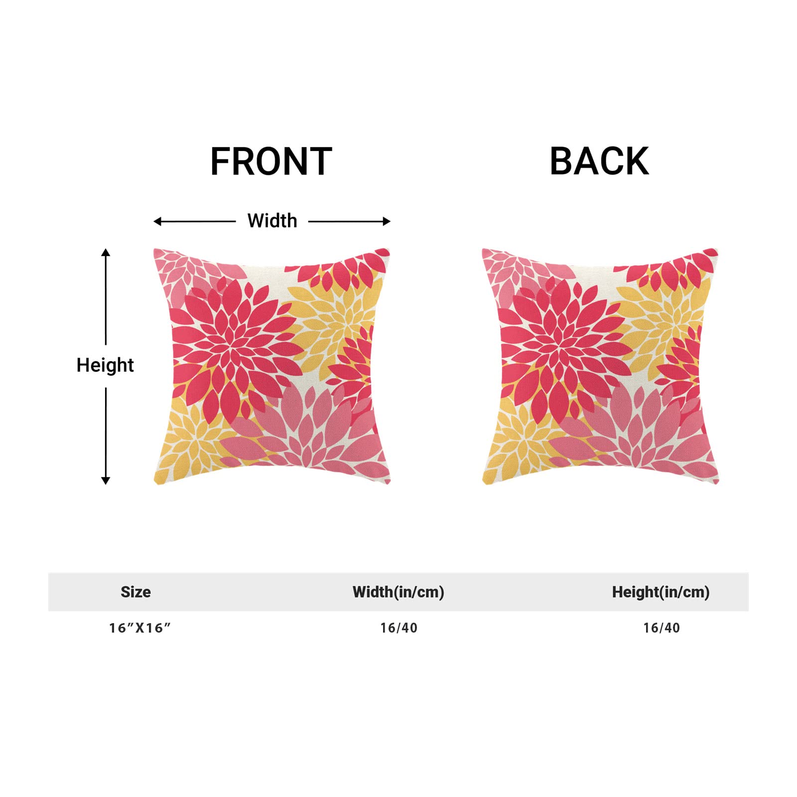 Decorative Preppy Pillow Covers 16X16 Inch Set Of 2 Pink Yellow Dahlia Floral Decor Throw Pillows Summer Modern Geometry Flower