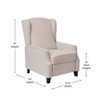 Flash Furniture Prescott Polyester Fabric Upholstered Slim Wingback Recliner, Modern Pushback Recliner Chair with Pocket Spring Seat, Cream